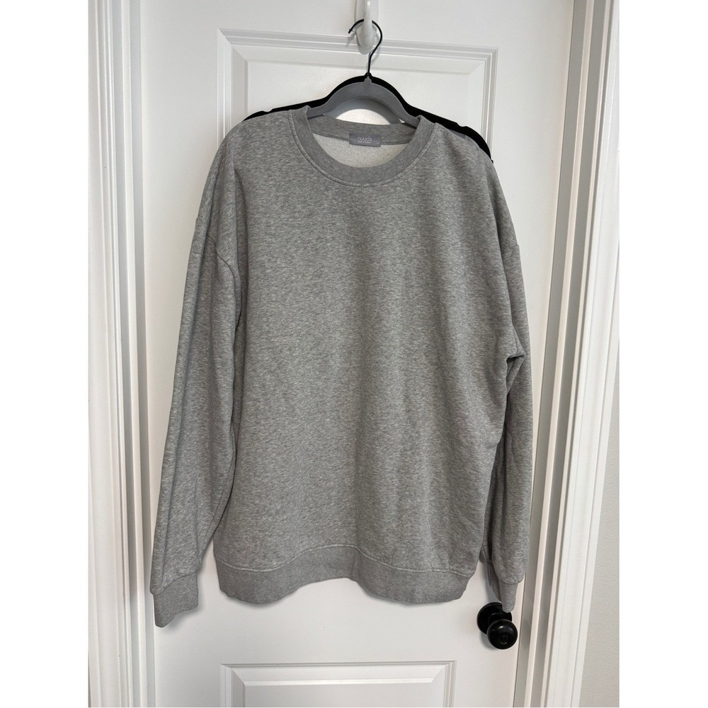 Nuuds Mens Heather Gray Crewneck Sweatshirt Oversized Fleece Pullover Size XL